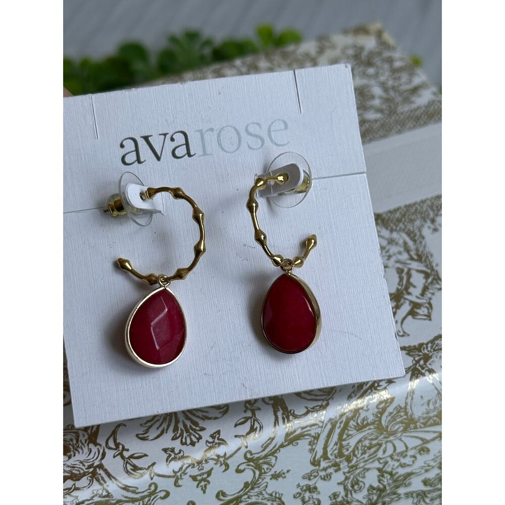 BOGO FREE AVA ROSE NEW STONE EARRINGS HOOPS - Picture 3 of 4